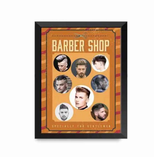 Barber Wall Picture With Wooden Frame