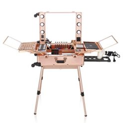 Portable Make Up Station Travel Train Case In Champagne Sparkle