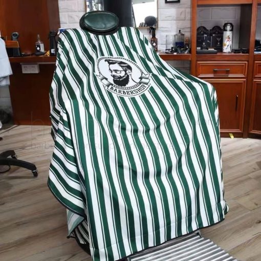 Stripe Cutting Cape with Barber Head Design J28 (Green)