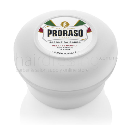 Proraso White Shaving Soap In A Bowl 150ml - For Sensitive Skin (Green Tea & Oat)