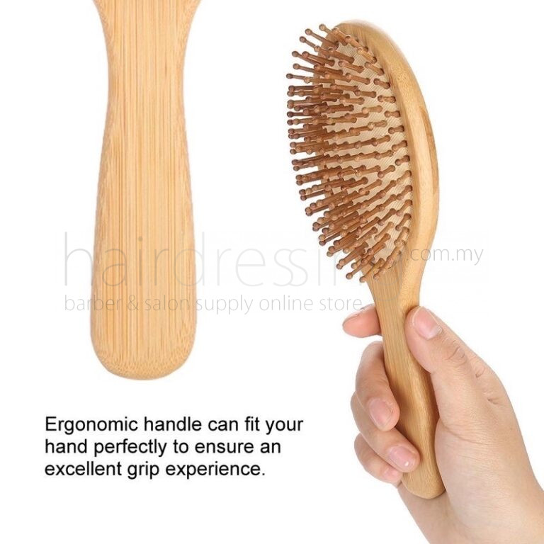 Natural Wooden Bamboo Scalp Massage Brush (Oval) Headgame