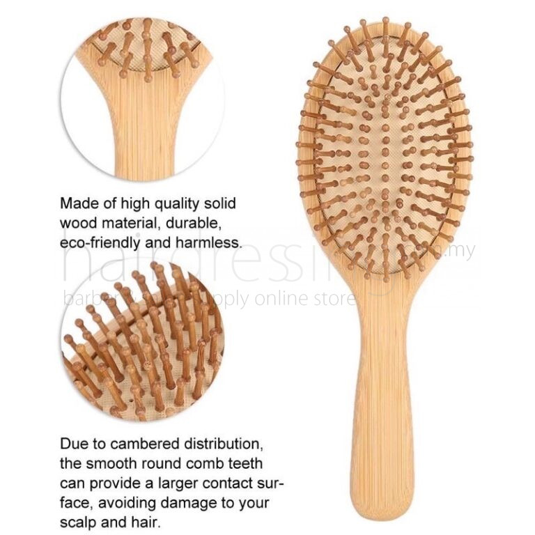 Natural Wooden Bamboo Scalp Massage Brush (Oval) Headgame