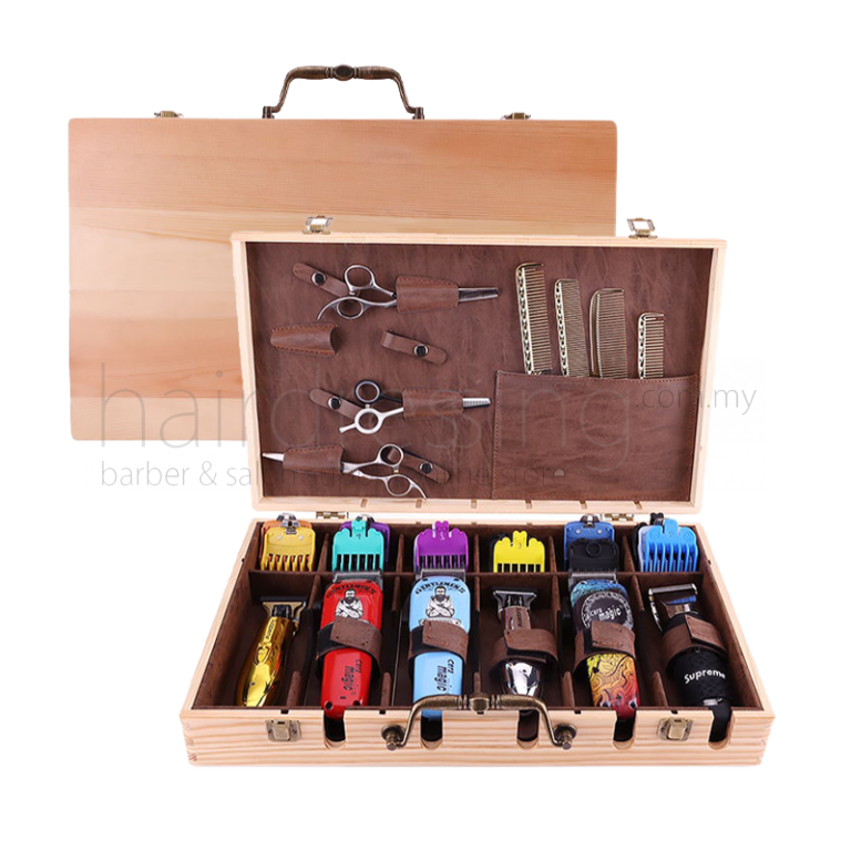 WAHL Pro Barber Wooden Tool Case with Leather Finish Headgame x
