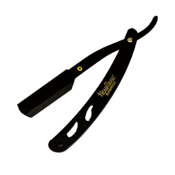 HeadGame Matt Black Straight Barber Edge Steel Razor Folding Shaving Knife [Free Classic Treet Blade]